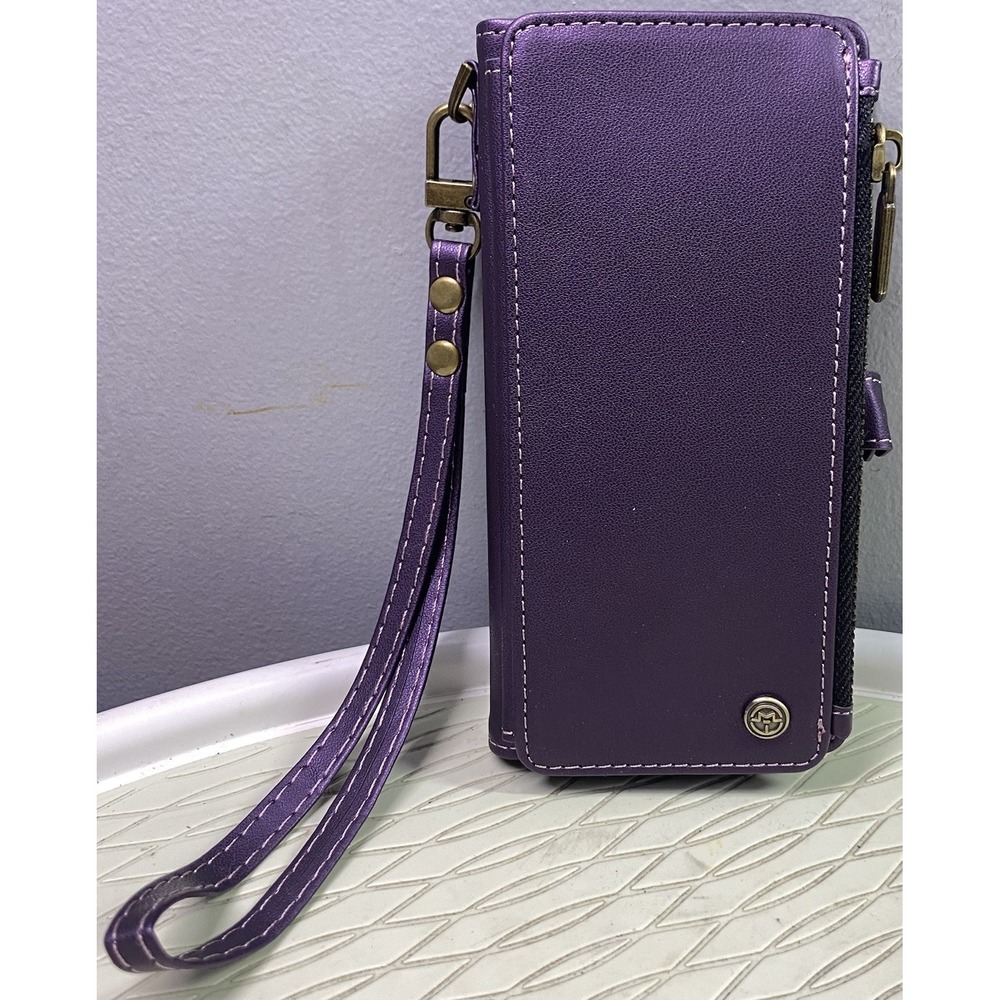 Defencase IPhone 13 6.1" Case RFID Blocking, Zipper,‎ Credit  Card Holder Purple